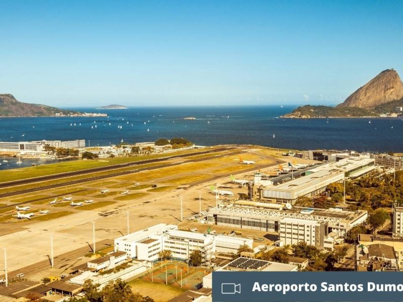 Imagem aérea do aeroporto Santos Dumont ao vivo.