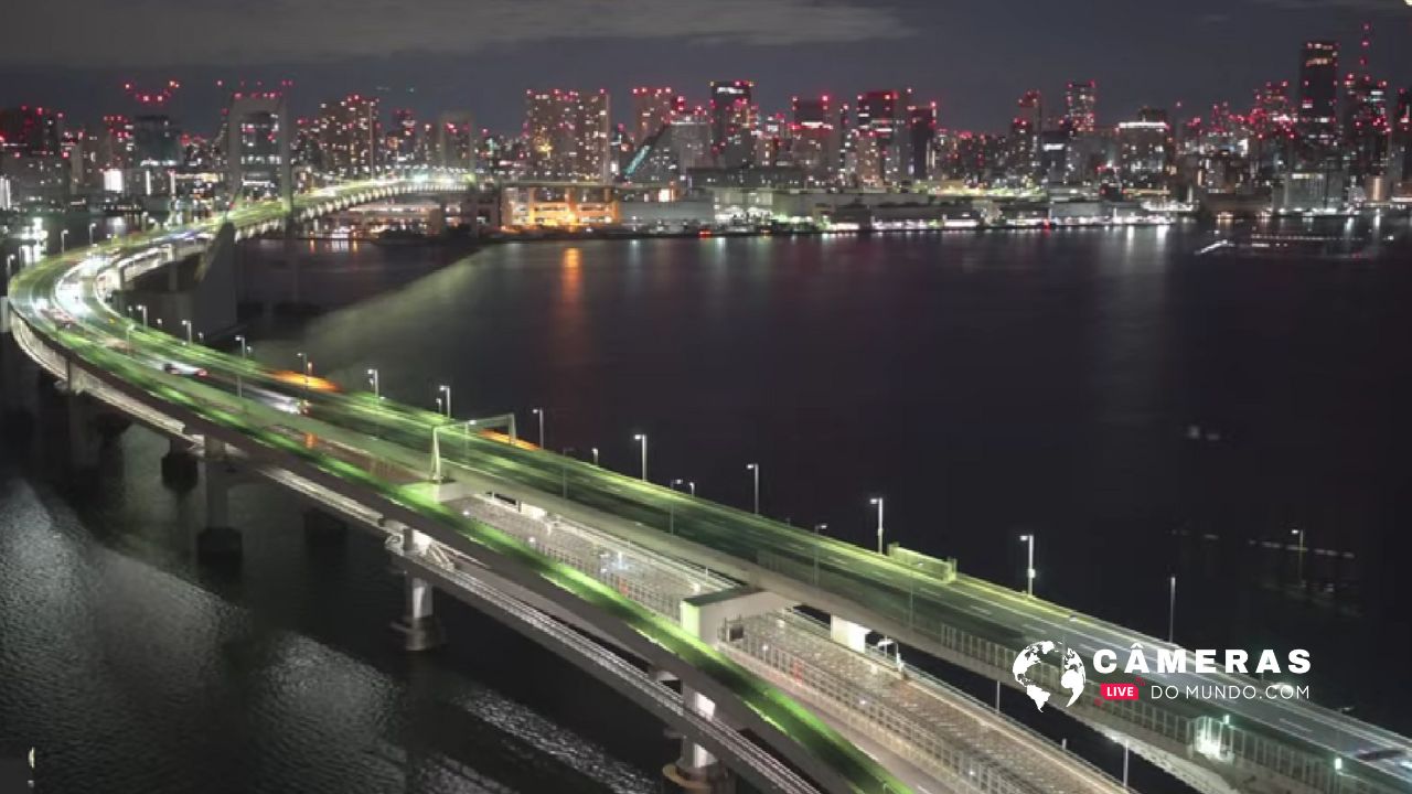 Câmera ao vivo Rainbow Bridge, Tóquio, Japão.