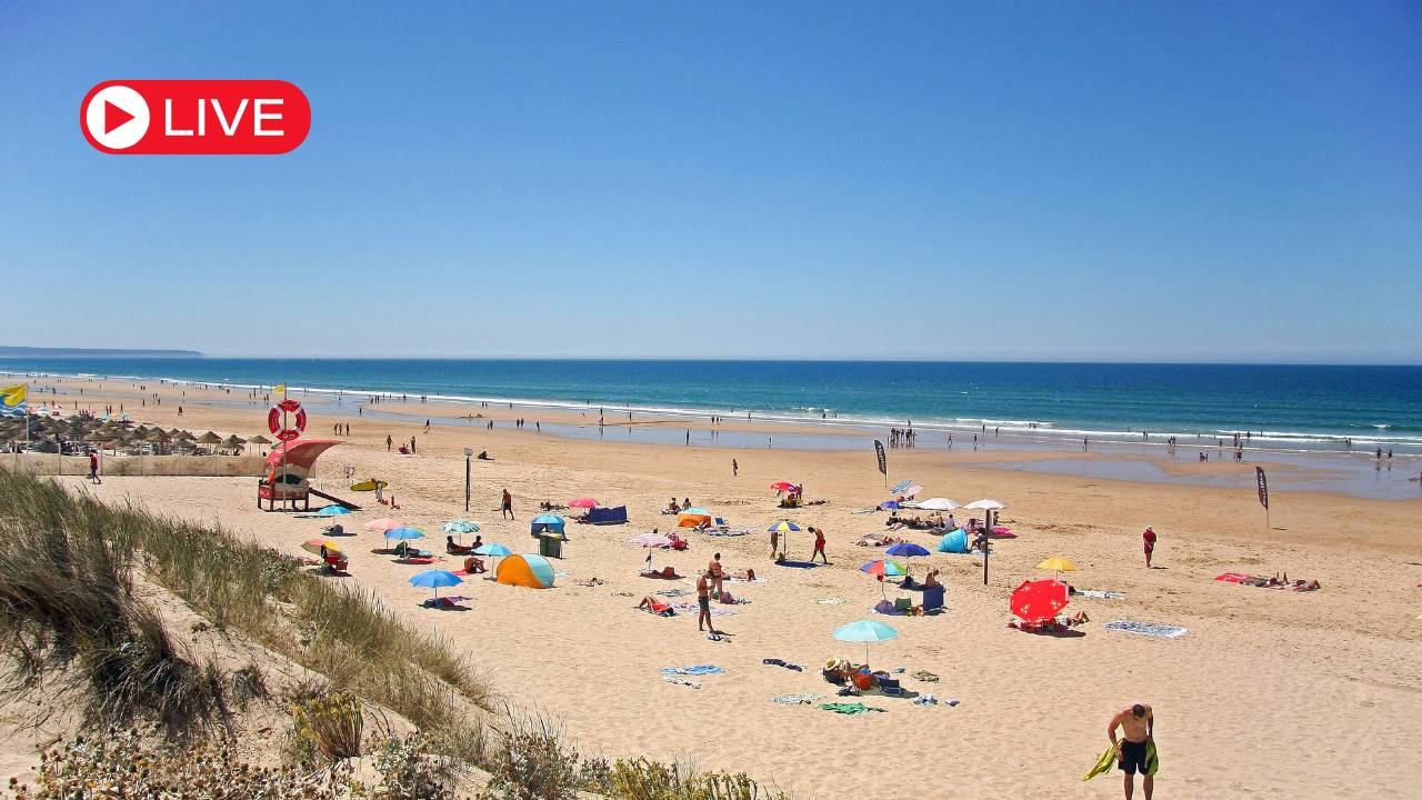 Câmera ao vivo Praia da Sereia, Caparica, Portugal.