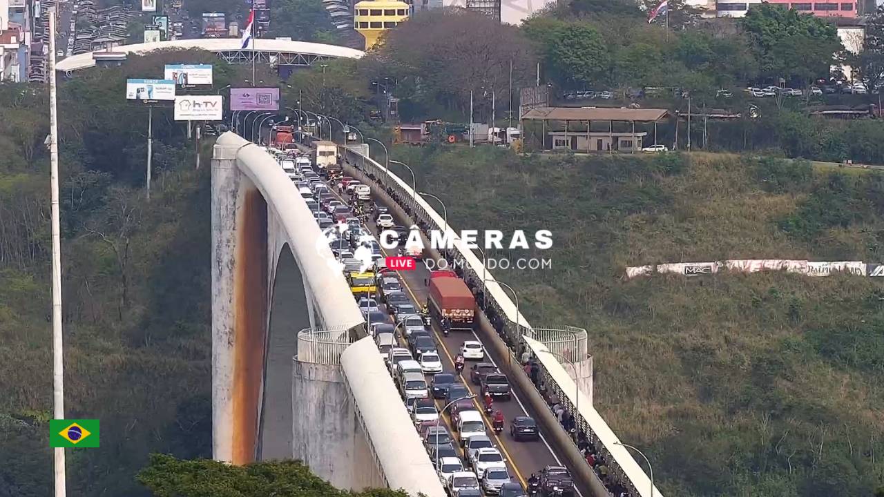 Câmera ao vivo ponte da Amizade, sentido Brasil e sentido Paraguai. Web cam 24h online.