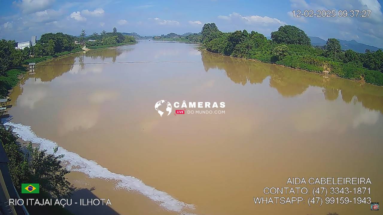 Câmera ao vivo Rio Itajaí, Ilhota, SC.